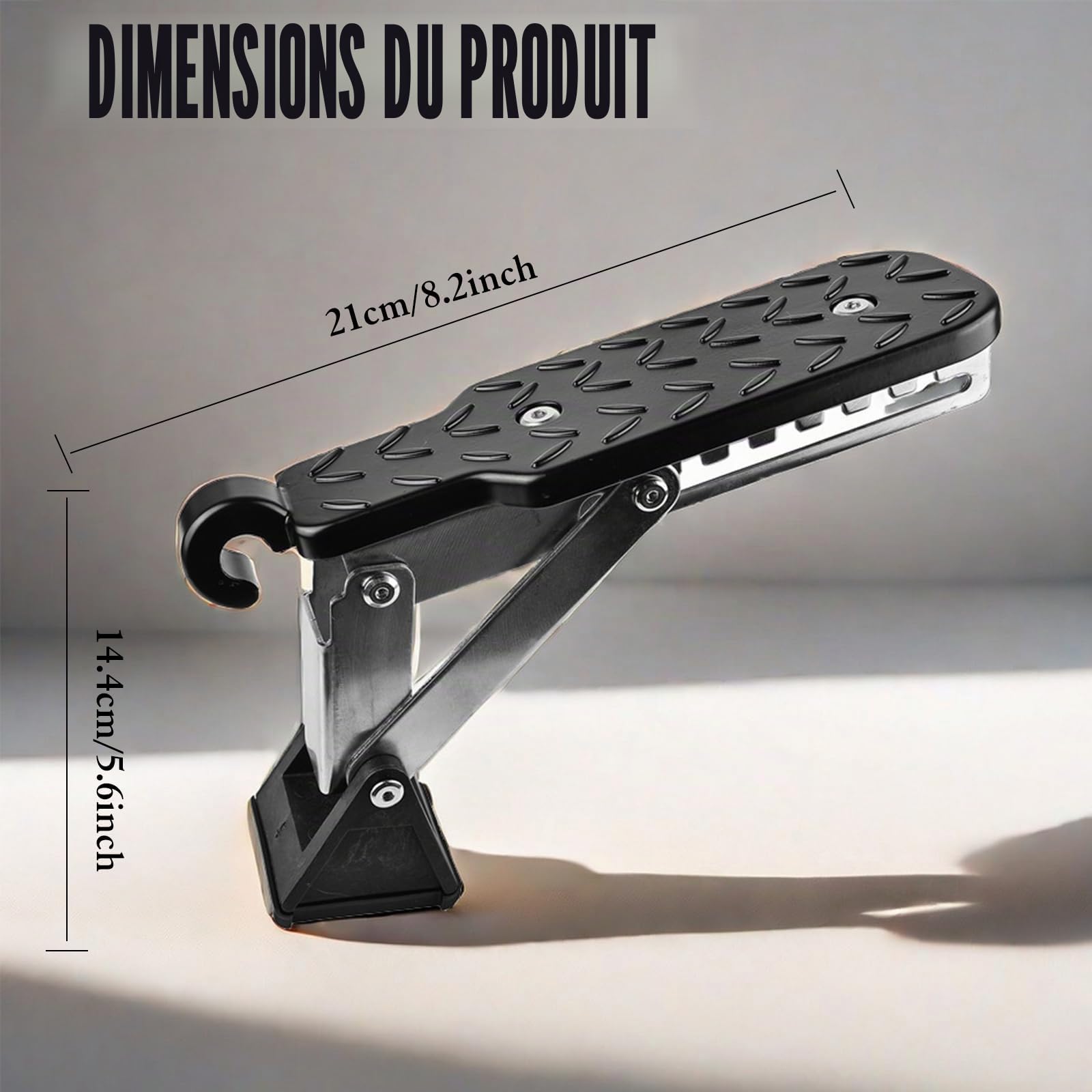 BAIFULAI Marchepied de Porte de Voiture, Pédale Pliante Noire avec Coussin d'Amortissement, Marche Universelle pour Toit de Voiture, Capacité 250kg, Convient aux Véhicules à Serrure en U SUV, Jeep