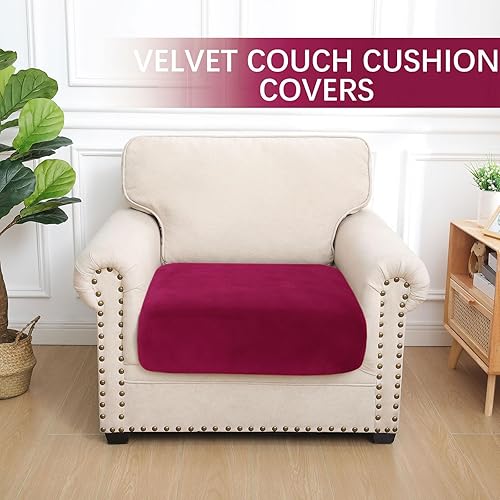 Vista 112 de hyha Fundas de cojín de terciopelo para sofá, fundas elásticas para asiento de sofá modular, en forma de L para sofá seccional, funda de cojín suave
