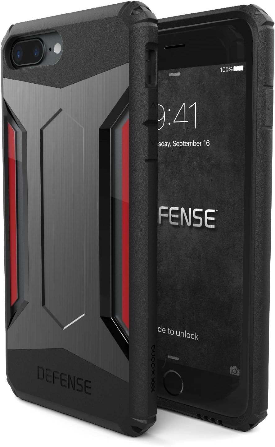 iPhone 7 Plus Case, X-Doria Defense Gear Series - Heavy Duty Protection with Drop Shield, Military Grade Drop Tested Case for Apple iPhone 7 Plus, [Space Gray]