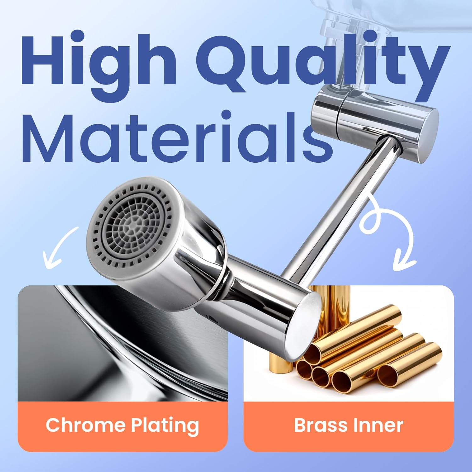 Faucet Extender, 1080° Swivel Faucet Extender with 2 Spray Modes Sink Faucet Aerator with 3 Adapters (M22/M20/M24) Rotating Faucet Attachment for Bathroom & Kitchen Splash-Free Easy Install
