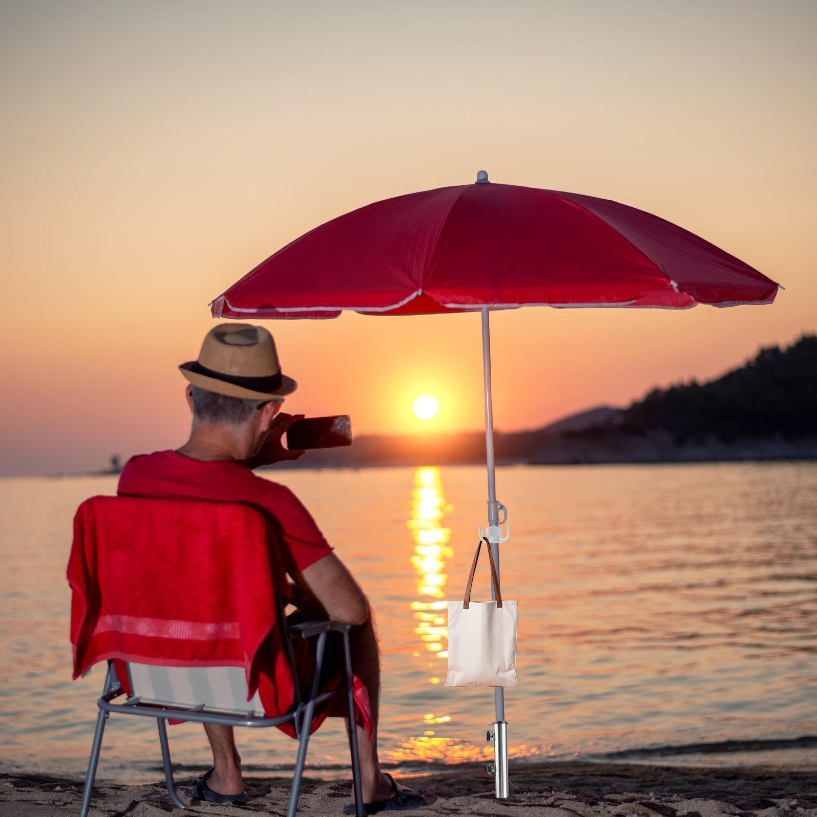 Shyllin Sonnenschirmständer Mit Rasendorn - Edelstahl Erdspieß Mit 4 Heringen 42cm