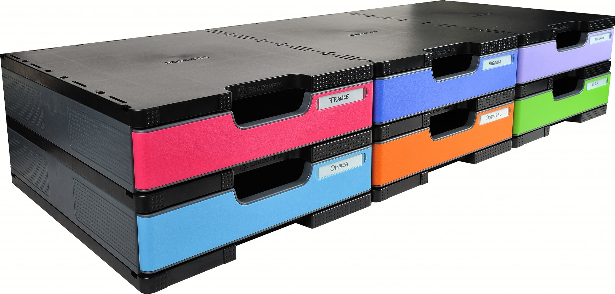 Exacompta - Réf. 340714D - MODULODOC - Système de classement modulaire pour documents A4+, modules à cases de hauteur normale 5,6 cm - Dimensions : 36,3 x 30,5 x 10,5 cm - coloris noir/gris foncé