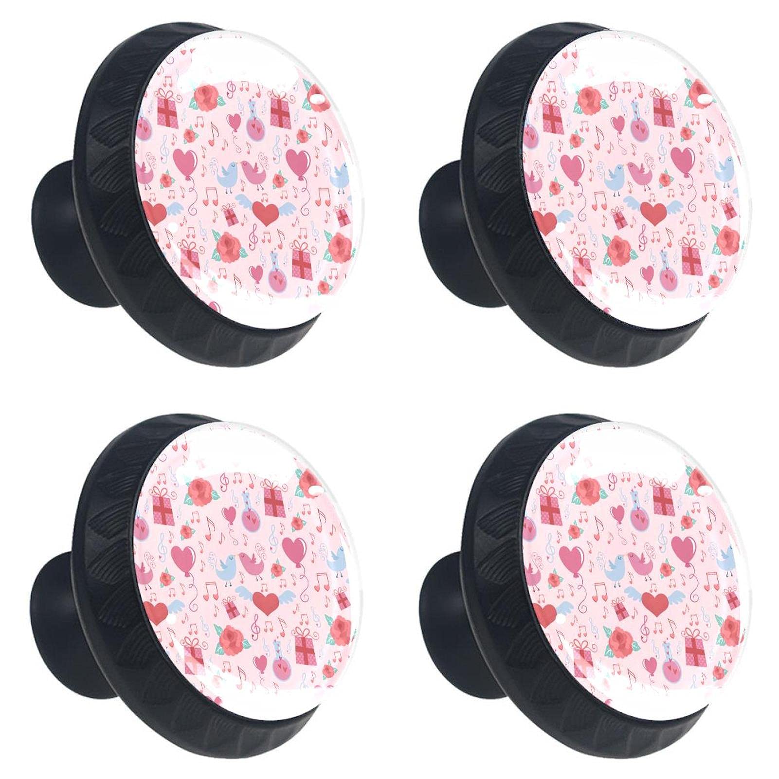 Poignée de tiroir rétro en verre bouton de meuble notes musique et oiseaux St Valentin x4