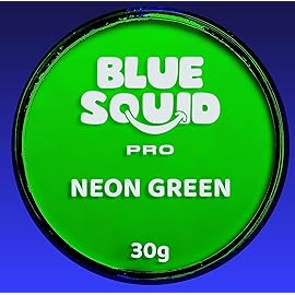 Blue Squid Face Paint Water Based Single Cake Professional Face Paint & Body Paint - Water Activated, Kids Adults Face Painting for Costume, Halloween Makeup, Cosplay - Neon Green Face Paint 30g