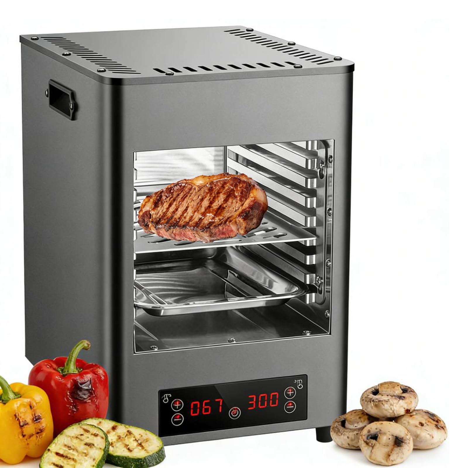 Grill Elektryczny do Steków Piekarnik do Smażenia Steków Komercyjny 1700W Wysoka Moc 30 Minut Automatyczne Wyłączanie Odpowiednie dla Warzyw & Owoców TypeA