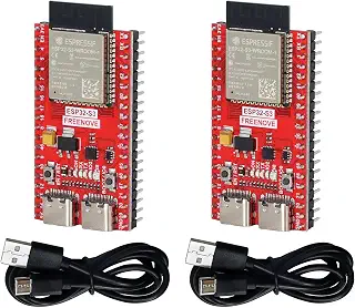 Freenove ESP32 ESP32-S3 開発ボードキット （16 MB フラッシュ）（2パック） | デュアルコア32ビット240MHzマイクロコントローラー、USB-OTG WiFi+BT、Python C コード、例プロジェクトチュートリアル