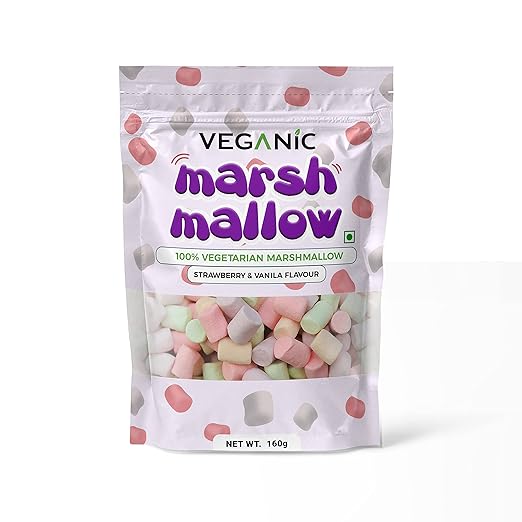 Veganic Marshmallows Pure Veg (80 Pieces) Pack Strawberry Vanilla