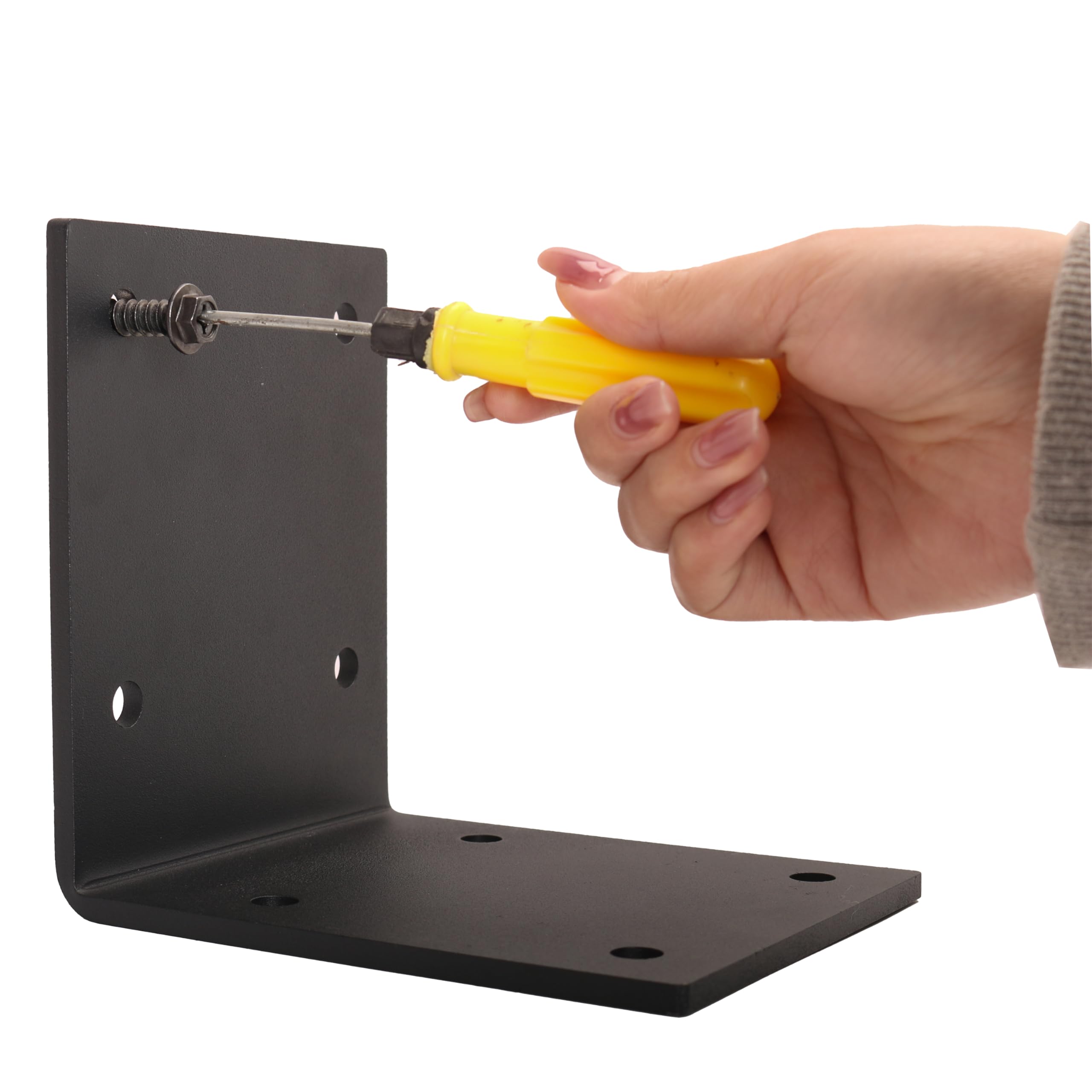 Confezione da 2 staffe angolari in acciaio resistente, 15,2 x 15,2 x 12,7 cm, staffa ad angolo retto a L, spessore 5,7 mm, staffa angolare per giunti in metallo, mensole in legno, supporto per mobili
