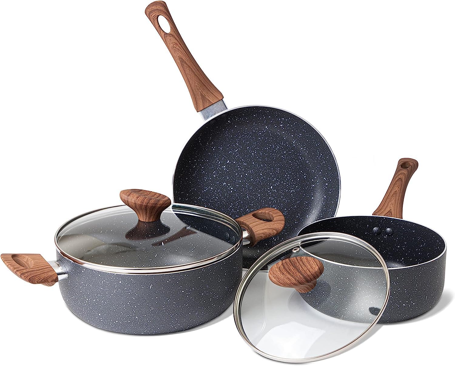 Non Stick Pots and Pans Set Induction Hob Pots Set 5pcs Kitchen