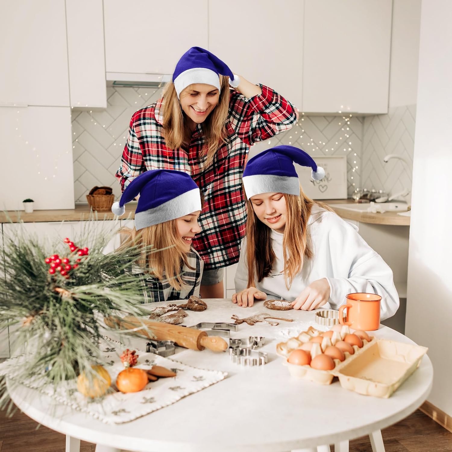 Santa Hats Bulk Christmas Party Hat Non Woven Fabric Xmas Hats for Adults Women Men Holiday Party Costume