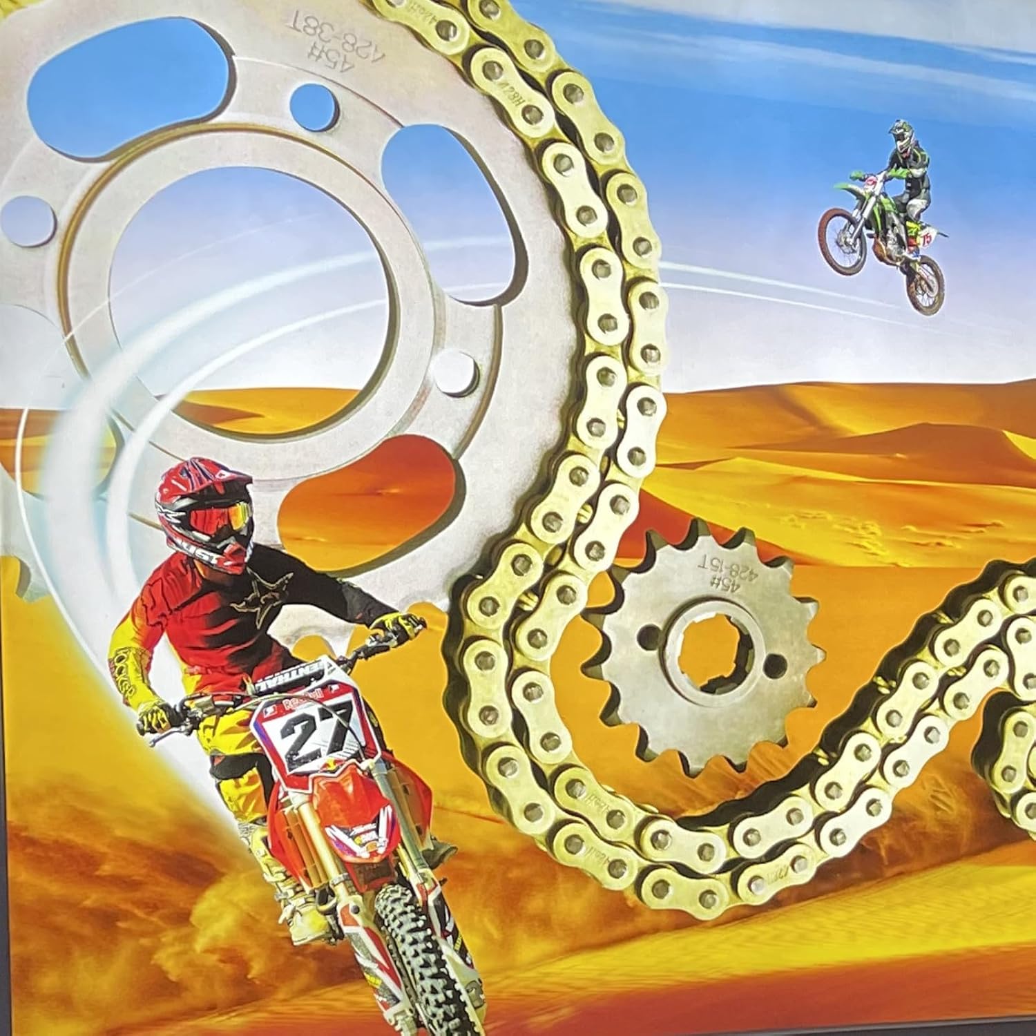 Golden 428H roller chain 20 feet 480 sections with broken chain tool set suitable for motorcycle chains, sliding door driver door 08B chain with 10 main chain links heavy-duty components