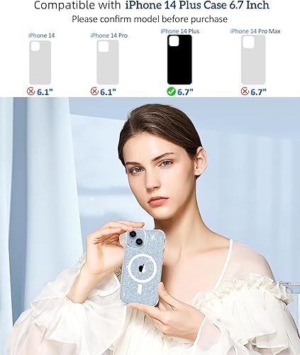 Miniatura 9 de MIODIK Funda compatible con iPhone 15 Plus con 2 protectores de pantalla + 2 protectores de lente de cámara, no amarillenta funda transparente con