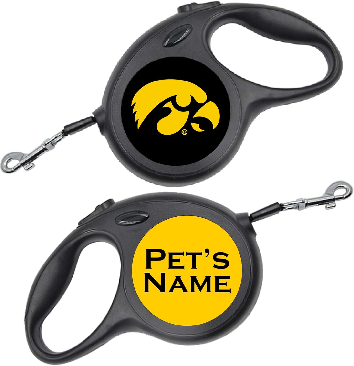 Custom Team Retractable Dog Leash Personalized w/Your Pet's Name (Iowa Hawkeyes)