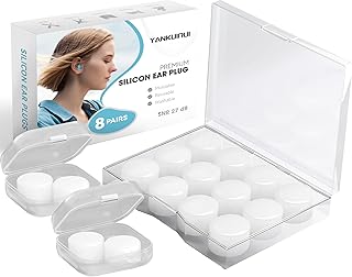 8 Paar Silikon-Ohrstöpsel zum Schlafen, 27 dB Schlafgeräuschunterdrückung, weich, wiederverwendbar, wasserdicht, Premium formbare Silikon-Ohrstöpsel, für Schlaf, Reisen, Lernen, Wachsstopfen, Weiß