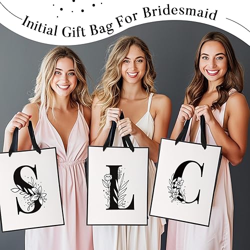 Miniatura 5 de Bolsa de regalo de cumpleaños con letra L con monograma inicial con tarjeta de agradecimiento y papel de regalo para mujeres y hombres, bolsa de