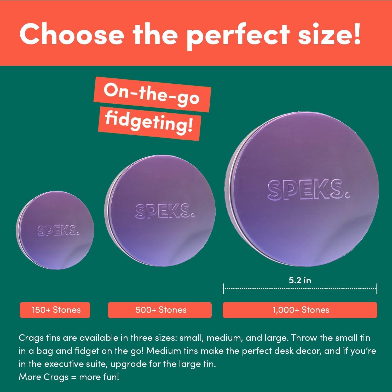 Speks Original Crags Ferrite Putty | 1000+ Ferrite Stones in a Tin, Fidget Toy for Stress Relief, Sensory Desk Toy for Adults & Teens 14+ | Vitality, Large