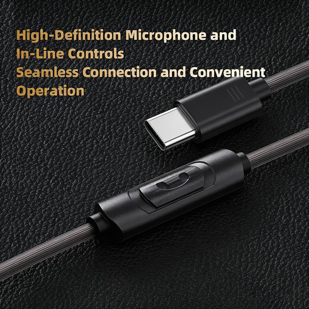 Piluyaa Cuffie da gioco cablate IEM con 1DD, QKZ ENZO, auricolari HiFi USB C, bassi con nuovo driver dinamico da 11 mm per video musica e giochi (colorate)