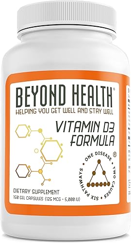 Beyond Health Suplemento de vitamina D3 5000 UI K2 cápsulas blandas para dientes óseos y apoyo inmunológico sin OMG VIT d3+k2 con 100 mcg 150