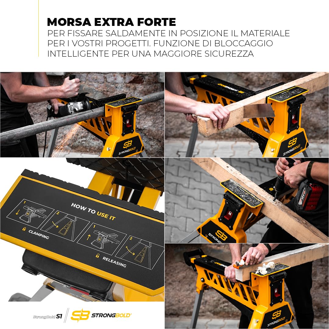 Morsa Mobile Professionale Banco da Lavoro Pieghevole Forza 10kN Supporto Falegnameria Officina