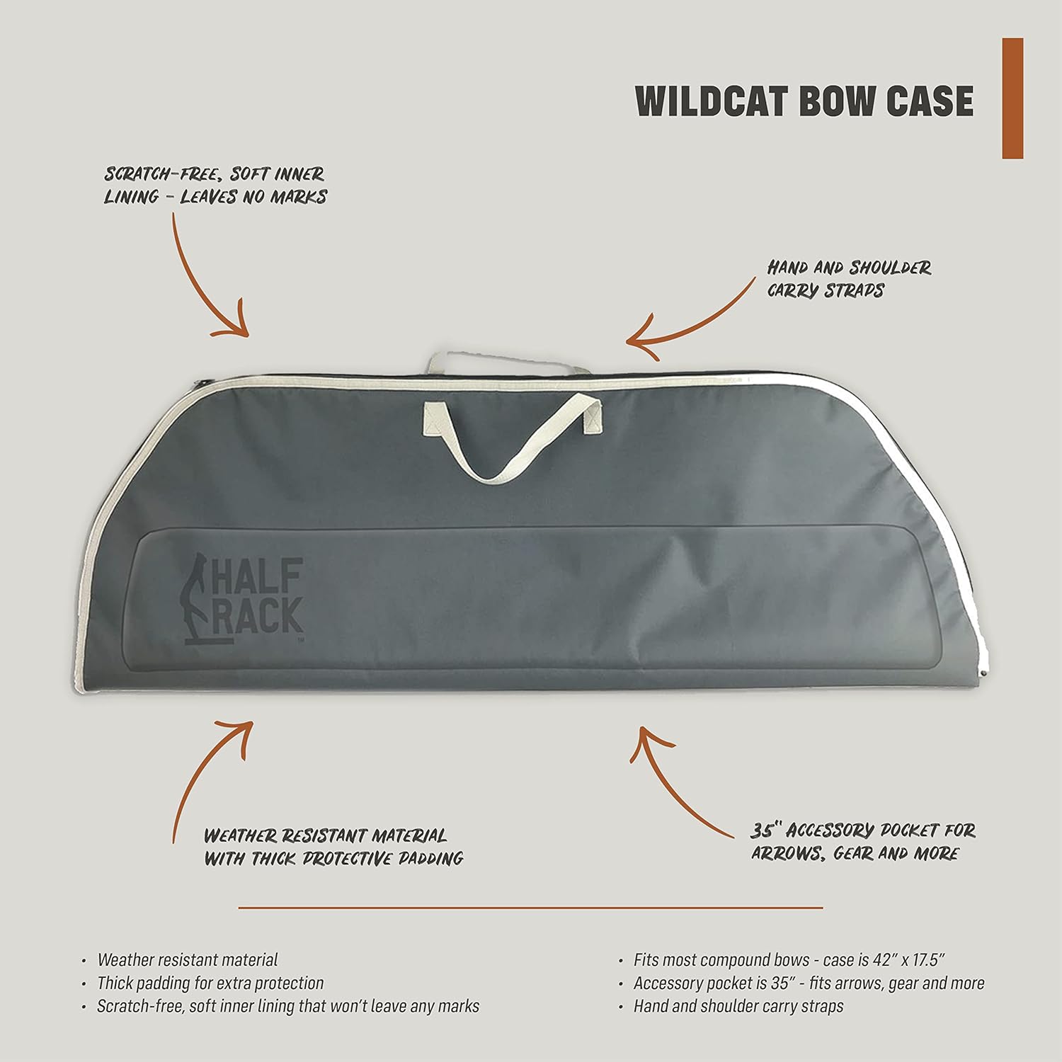 Half Rack Wildcat Soft Compound Bow Case - 42” Bow Storage Case for Most Compound Bows - Weather Resistant Bow Carrier w/Thick Padding - Lined Archery Soft Bow Case for Arrows, Gear, & More