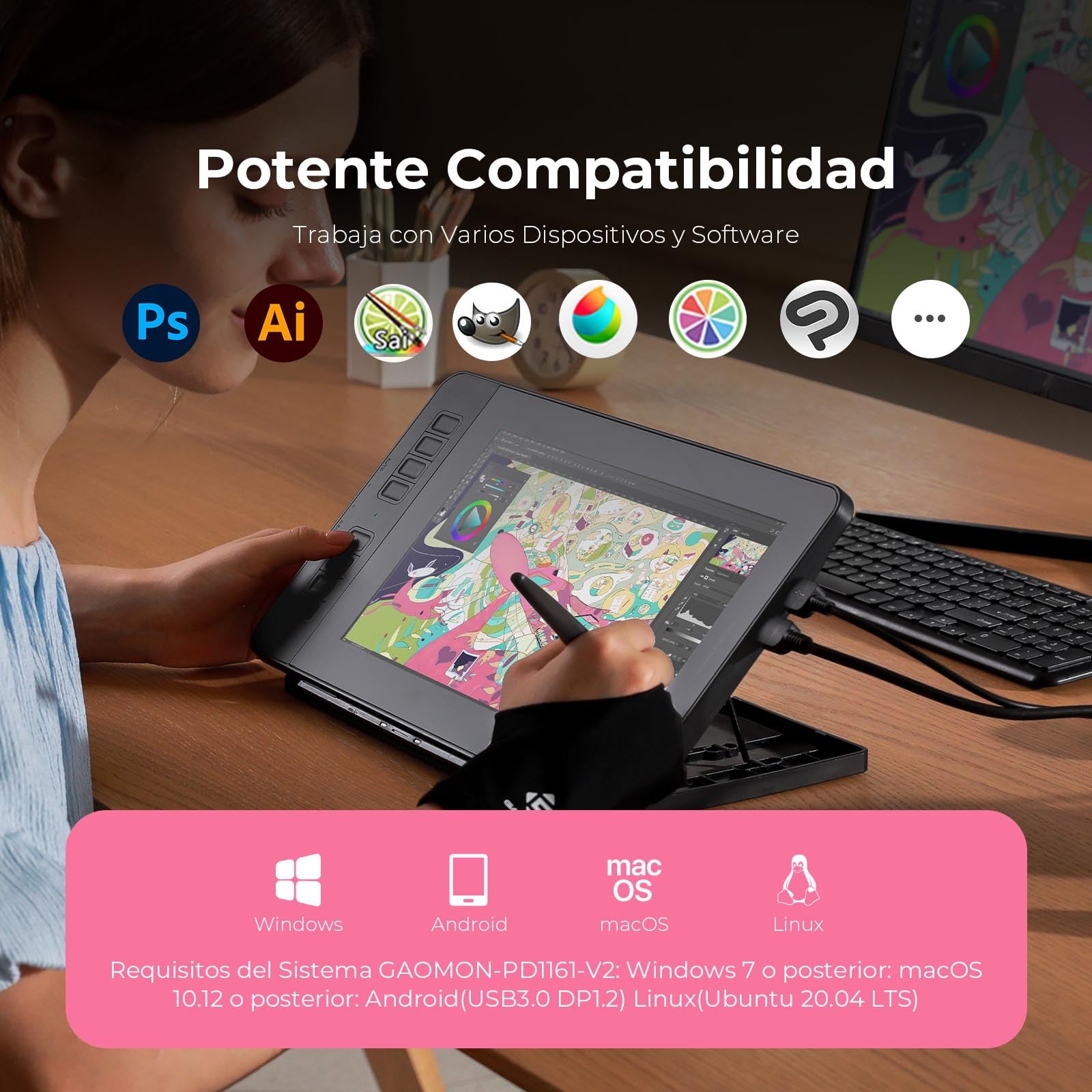 GAOMON PD1161 V2 - Tableta de dibujo con pantalla | Dibujo digital, entrada de lápiz capacitivo