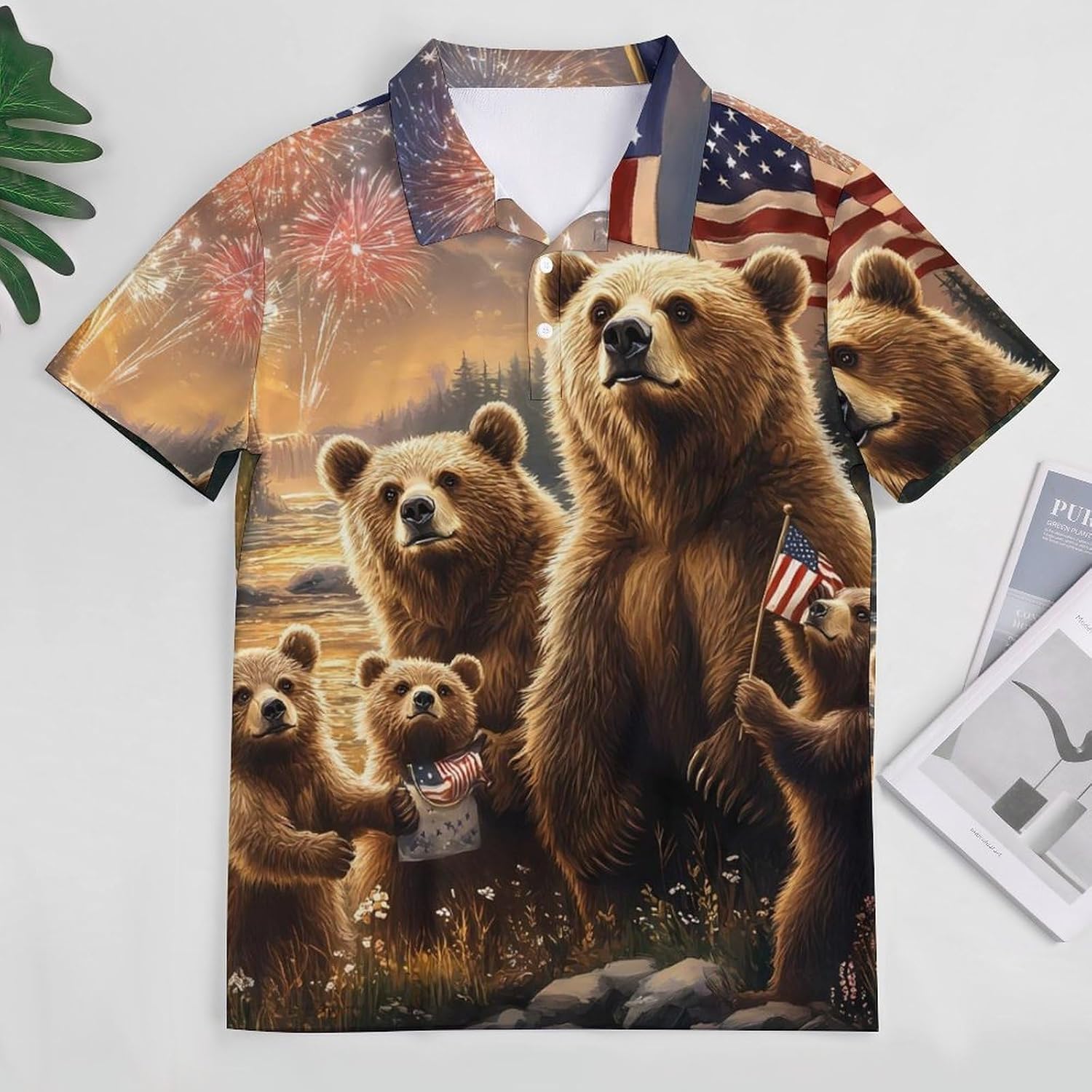 Bears U.S. Flag Women's Golf Polo Shirts Short Sleeve Quick Dry Tennis Tops Casual Work Blouses