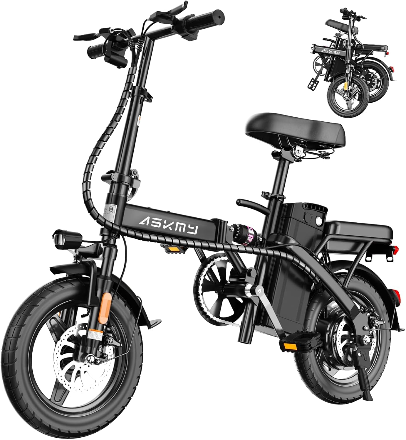 Foldable Electric Bike for Adults and Teens, Folding E-Bike with 750W Peak Motor, 14″ Mini Ebike with 48V Removable Battery, Commuter Electric Bicycle with 25 Miles PAS Range