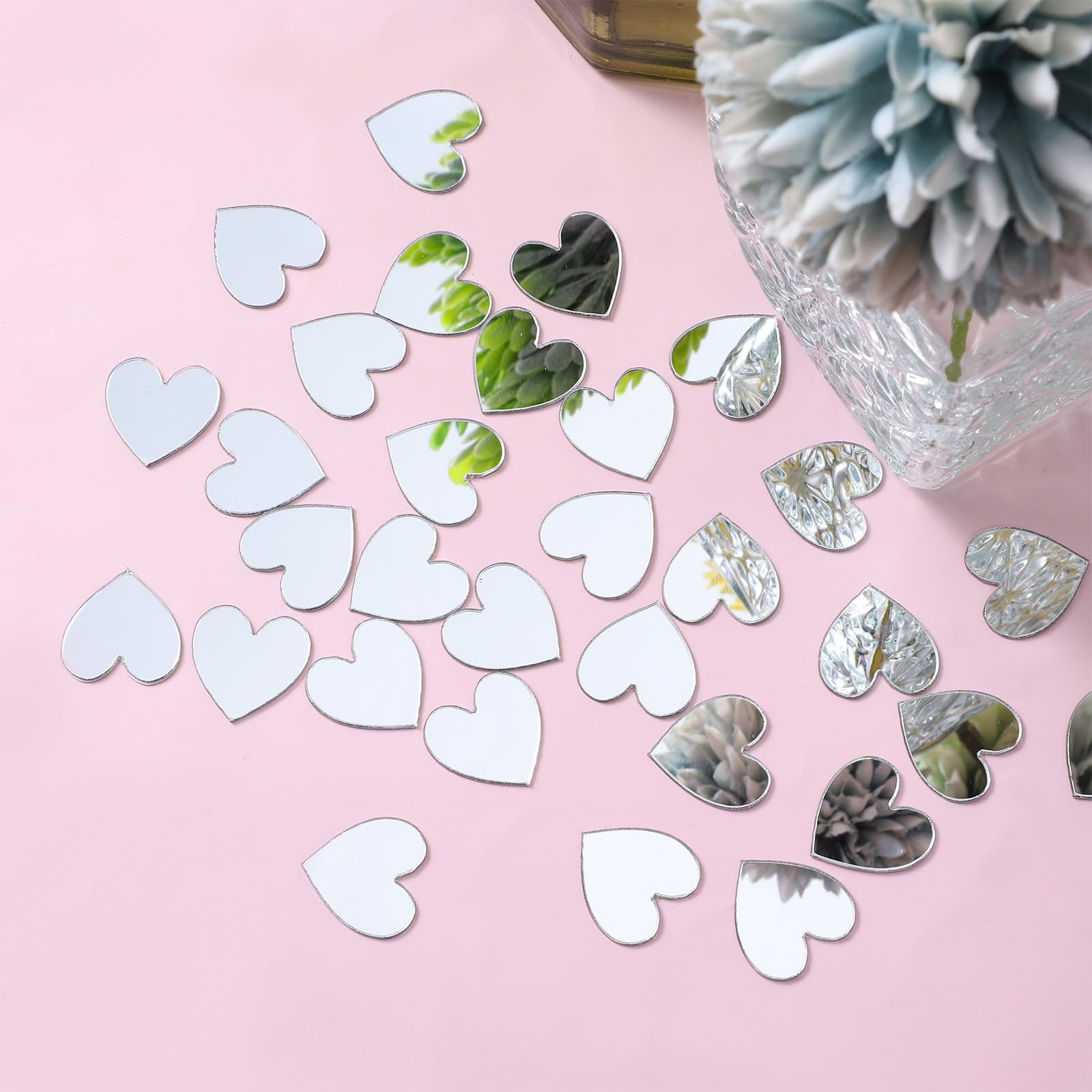 100 Pieces Small Mirrors for Crafts Mini Size Heart Mirror Tiles Acrylic Heart Shaped Mirrors for DIY Home Wall Table Kitchen Room Home Decor Traveling (0.78 Inch)