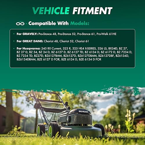 Miniatura 4 de SCITOO Paquete de 3 cuchillas para cortacésped, cuchillas de 61 pulgadas compatibles con Husqvarna para Schiller para Gravely 1520842 5020842