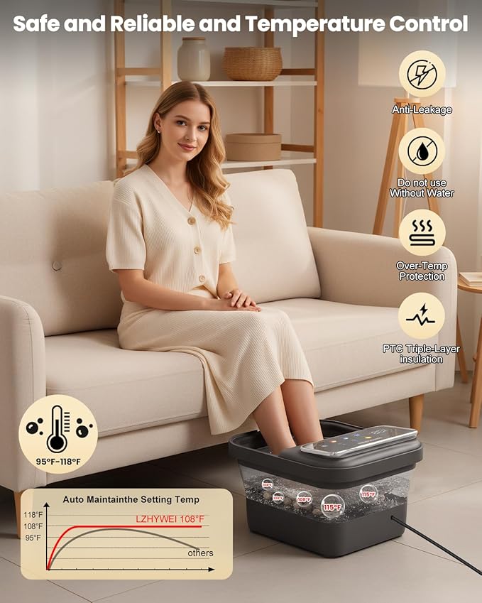 Spa de pies plegable con calor y masaje Shiatsu de 30 bolas miniatura 6