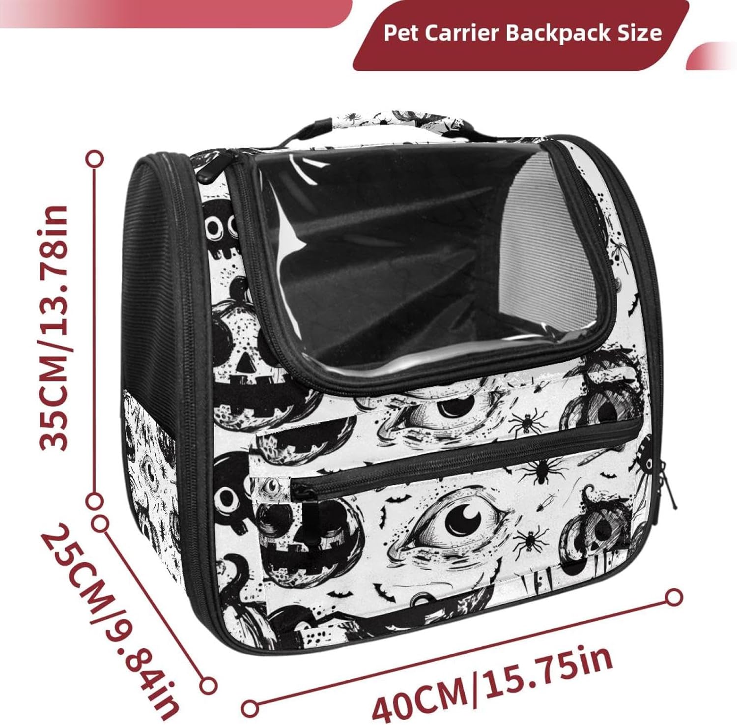 Portable Travel pet Backpack Carrier Hamster Bag Small Dog cat Carrier Breathable Hang Bag, Halloween Holiday 1