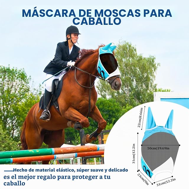 Foto 7 de 7 de Vylyciy Mascara Antimoscas Caballo,Máscara Moscas Caballos Malla,Máscara Anti Moscas para Caballos…