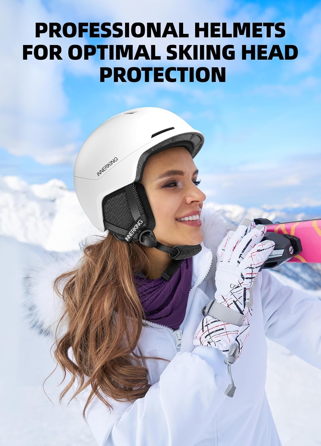 InnerKing Ski Helmet, Lightweight Adult Snowboard Helmet with Sturdy PC Shell & Shock-Absorbing EPS Foam & Soft Lining, Adjustable Snow Sport Helmets 10 Vents Men/Women