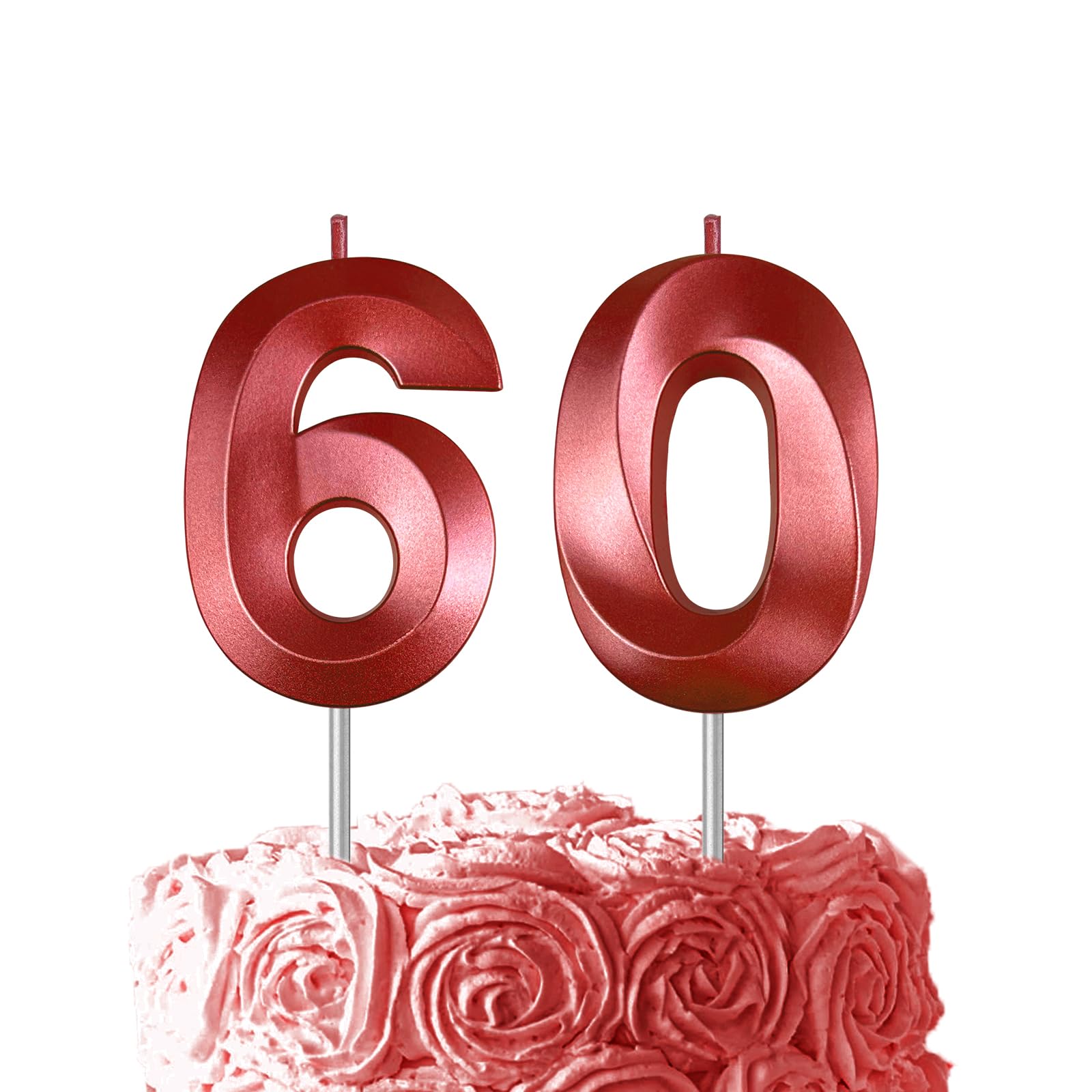 Red Birthday Number 60 Candles for Wedding Party Cake Decorations