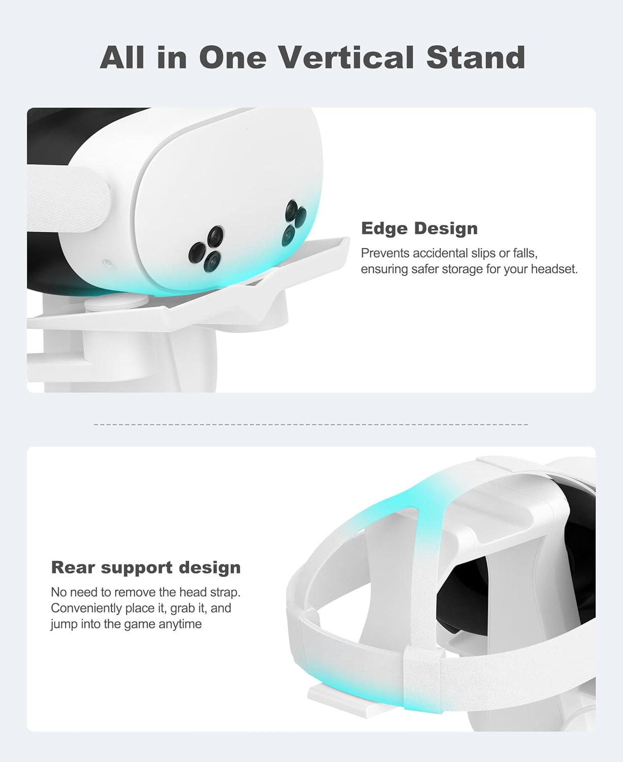 Charging Dock for Meta Quest 3/3S/2 - VR Headset Fast Charging Station Controller Display Stand, VR Accessories for Meta with 4×1100mAh Controller Batteries & LED Light