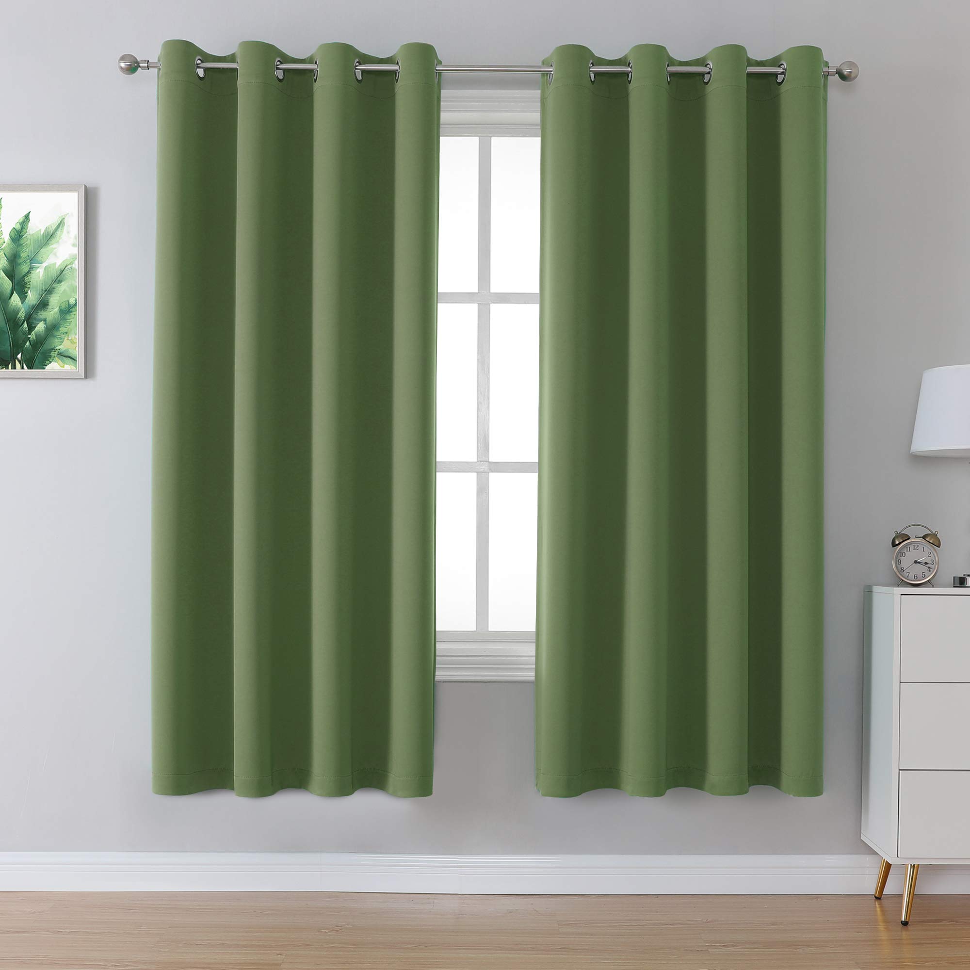 DUALIFE Grommet Curtains Sage Green 72 Inch Length 2 Panels Set Light Blocking Curtains for Bedroom Thermal Insulated Room Darkening Curtains Panels 52 x 72 Inches Long — image 1