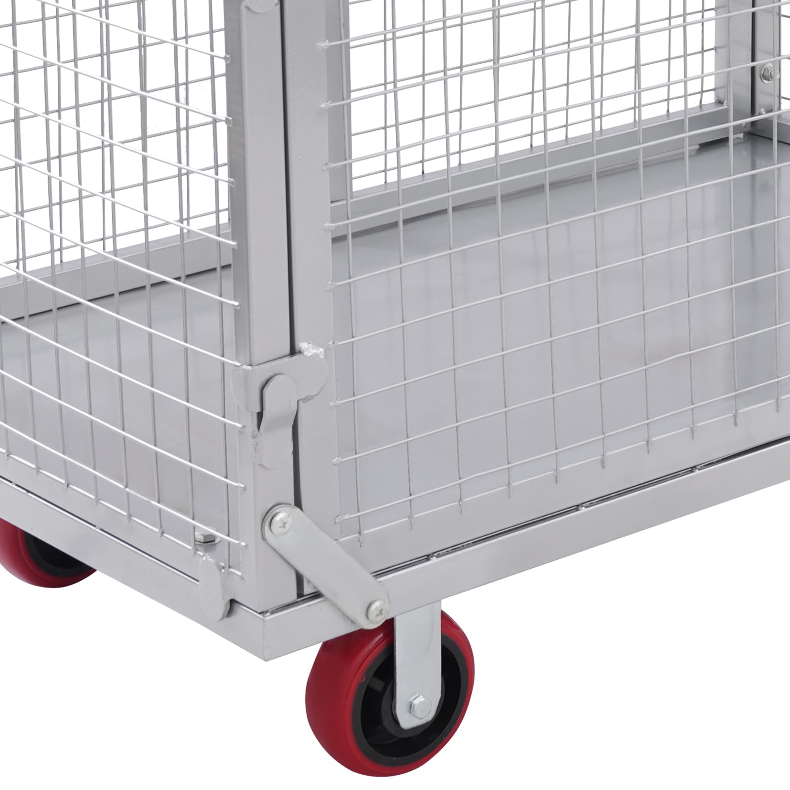 4-in-1 Plattformwagen, 200kg 100x60x94cm Transportwagen, Multifunktionaler Gitterwagen mit Abnehmbare Gitterpaneele, 4 Räder 12,7cm, 2 Lenkbar, für Lager, Supermarkt und Umzug