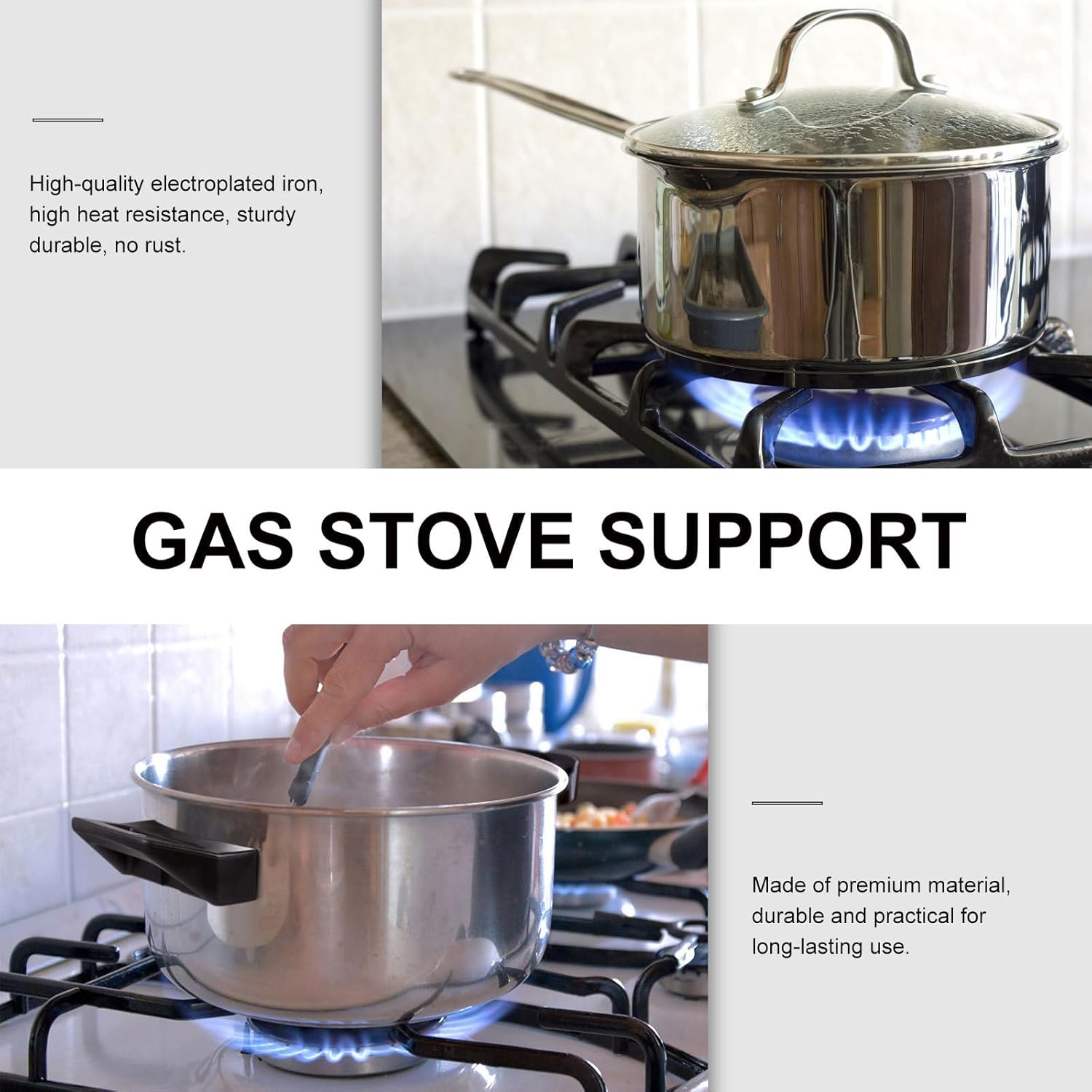 Luxshiny Cast Gas Stove Rack 7.79X7.79X2.55 Inch Anti-Slip Wok Holder for Gas Stove Pan Support Pot Stand Replacement Kitchen Accessory