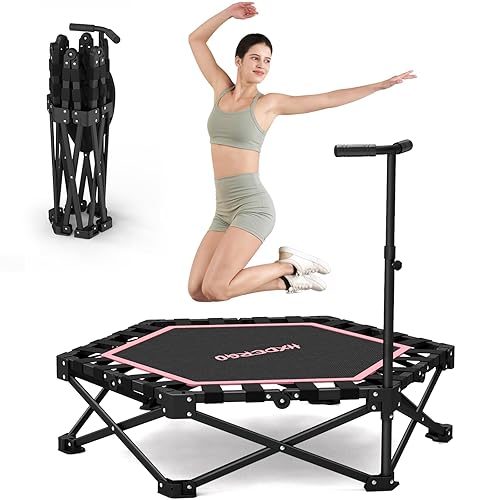 HXD-ERGO 42'' Foldable Mini Trampoline, Rebounder Trampoline with Adjustable Foam