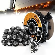 MADCATZ 20 Pcs 3/4" Mini Round Smoked Lens Amber Side Marker Lights 3LED with Bullet Connector Plug + 2 Prong Wire Harness Roll, 20 Female Plugs - 6.5 inch Lead for Truck Trailer Pickup 12V DC