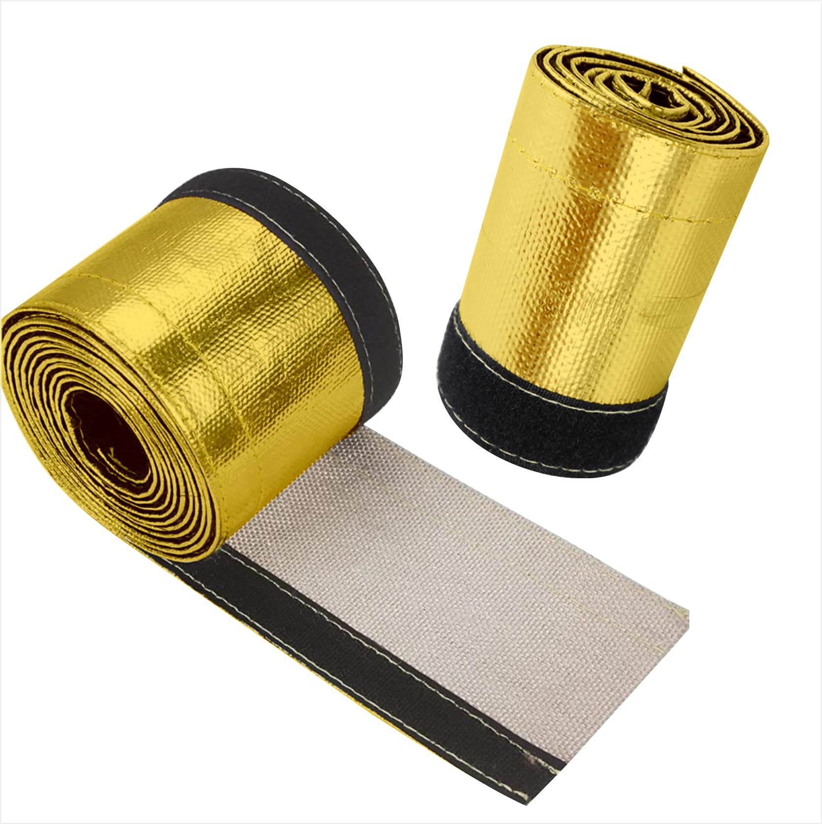Heat Shield Sleeve Heat Wrap for Wires Fuel Line Heat Wrap Heat Sleeve Automotive for Ultimate Heat Protection 1" I.D.x 10FT with Stainless Steel Cable Ties -Golden