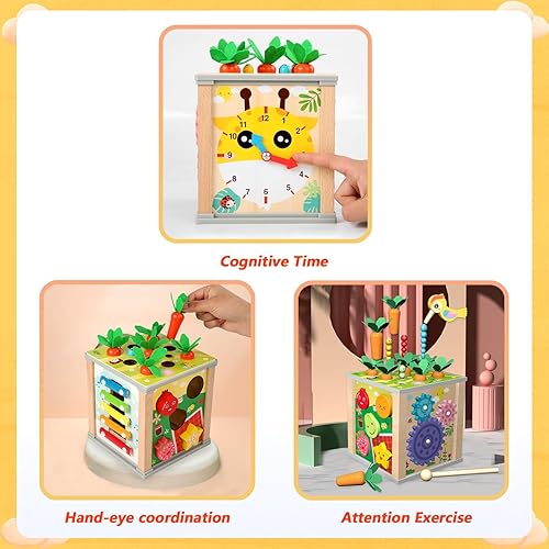 Miniatura 3 de ODAPTO Cubo de actividades de madera  Juguetes Montessori para niños de 12 meses en adelante, juguetes educativos de aprendizaje para niños de 1 a 2