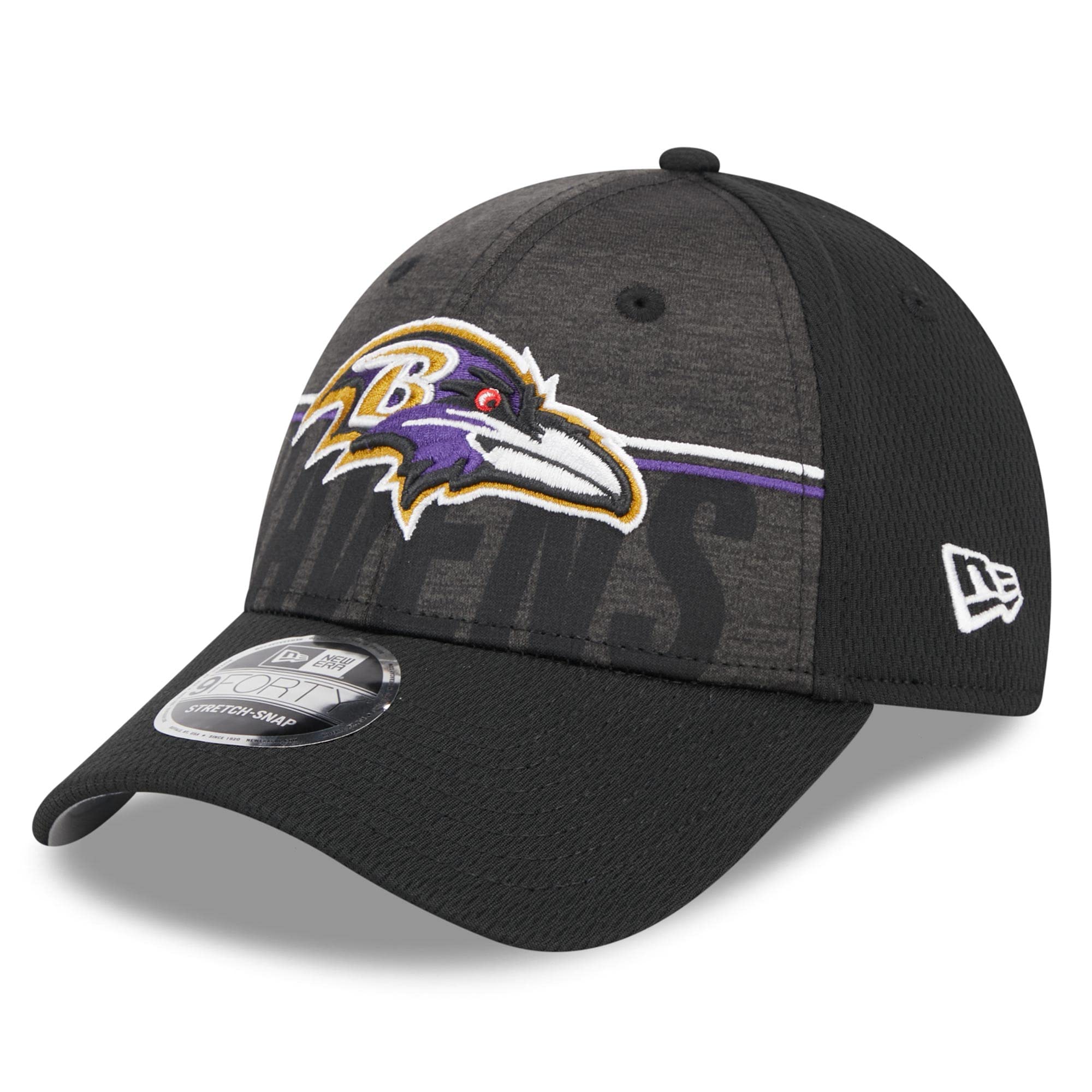 New Era Unisex Black 9Forty Stretch Cap - Training 2023 Baltimore Ravens Multicoloured