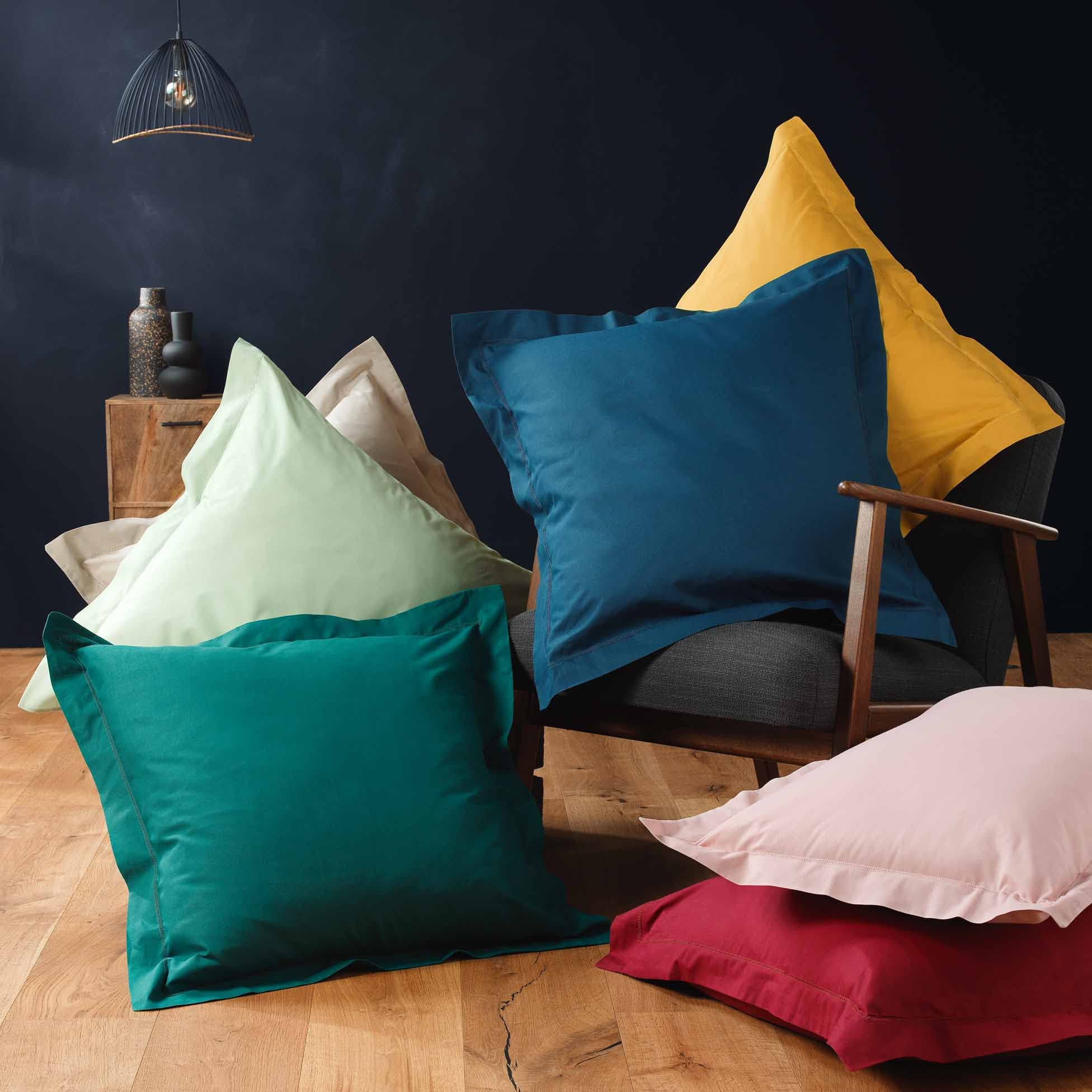 Taie D'oreiller Coton Tertio® Vert Émeraude -63 X 63 Sans Volant - Taie