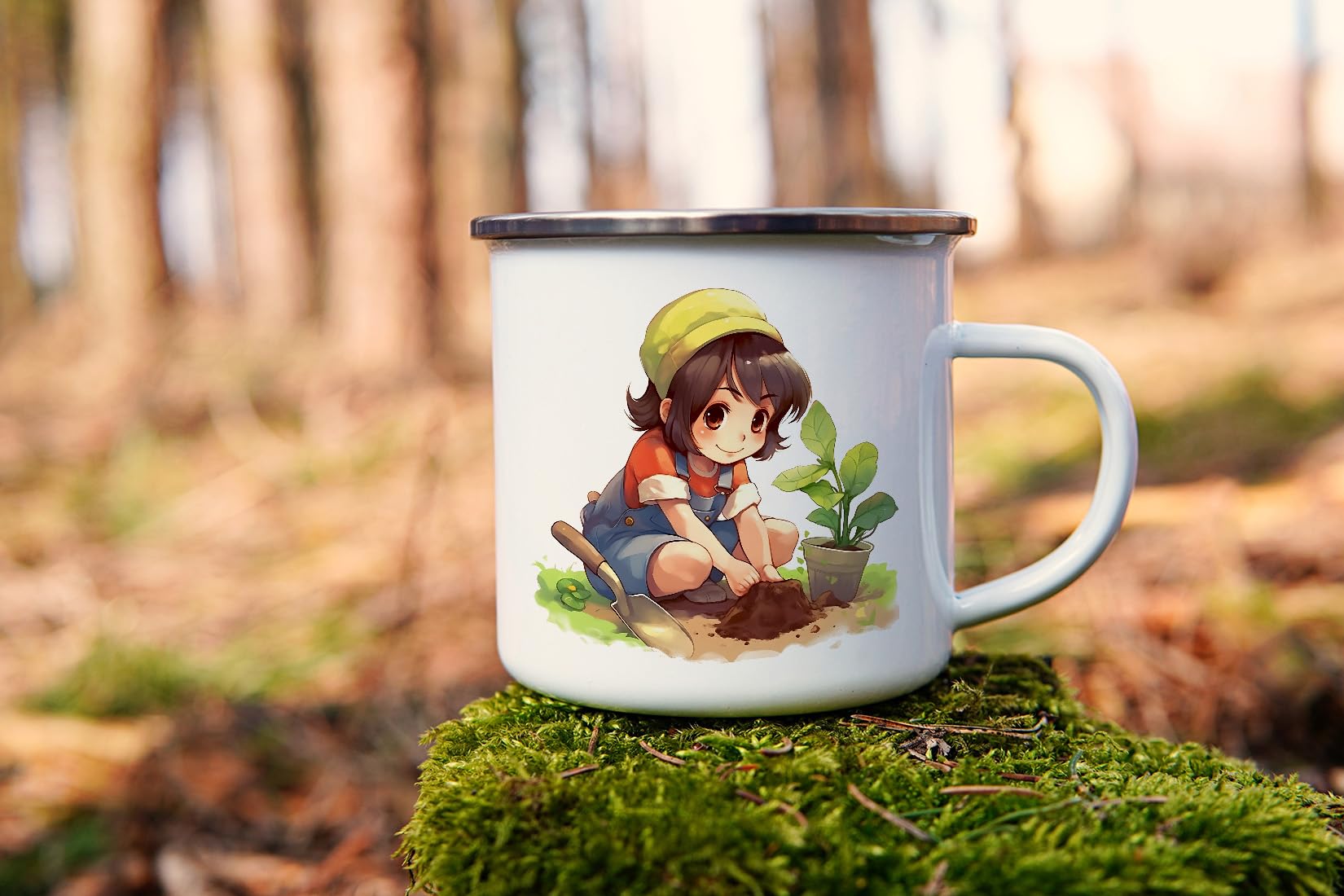 MAXIKIWI - Durable Enamel Coffee or Tea Camping Mug for Indoor Outdoor Use - Gardening Collection - 350ml - Image 2
