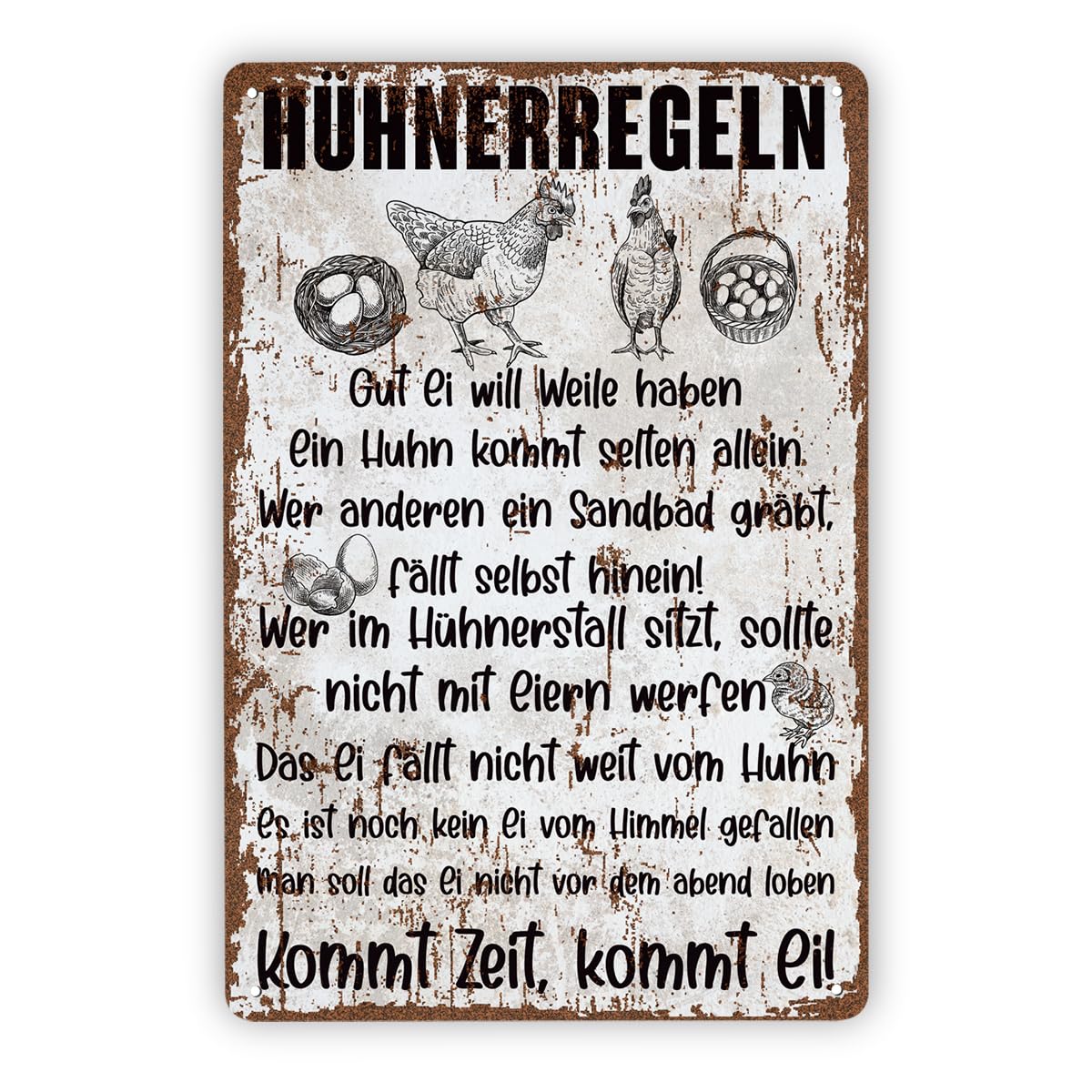 Chicken Coop Fresh Eggs Tin Sign, 11.8x7.9in Farmhouse