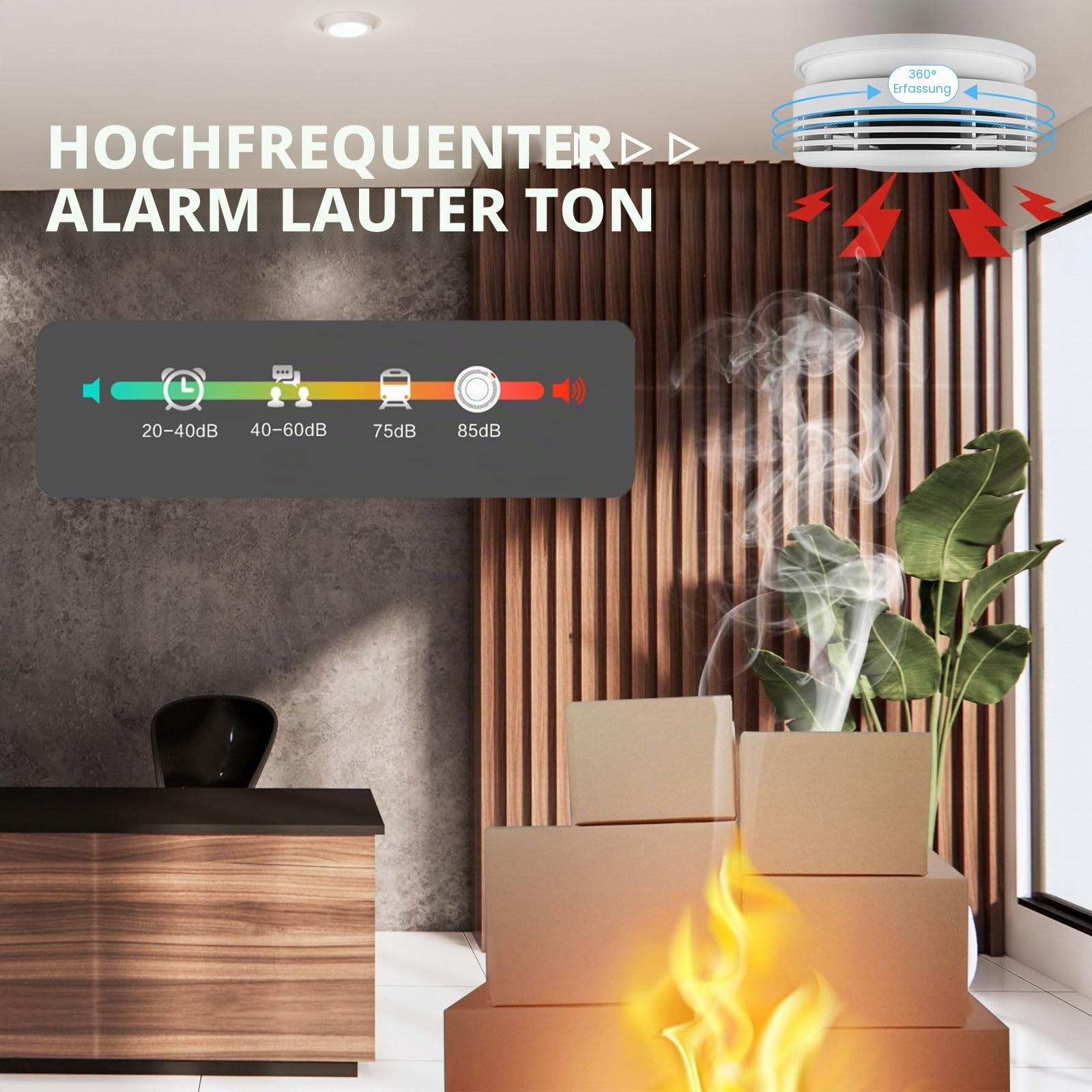 BSEED Smart Rauchmelder/Feuermelder, Smart Home WLAN Rauchmelder mit App Benachrichtigung, arbeitet mit Amazon Alexa/Google Home, vernetzte Rauchmelder mit 85 dB nach CE & EN 14604 Standard, 3er Pack