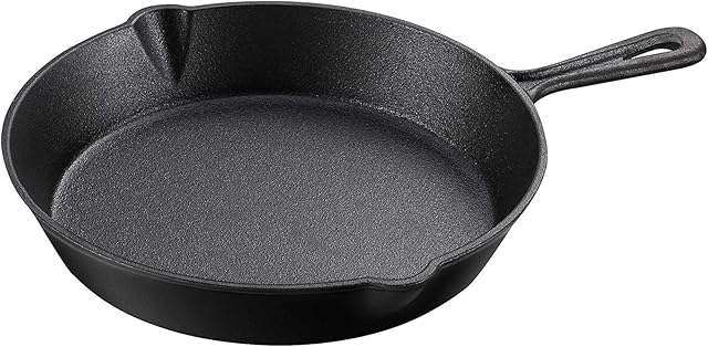 Pre-Seasoned Cast Iron Skillet Frying Pan Oven Safe Cookware for Indoor & Outdoor Use - Grill, StoveTop, Black (10inch - 25cm)
