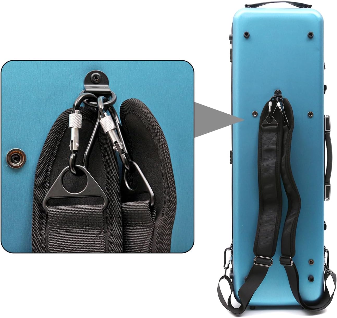 4/4 Full Size Carbon Fiber Rectangular Violin Case With Code Lock, Lightweight Colorful Box, Strong Strap (Blue), Case-46 MN