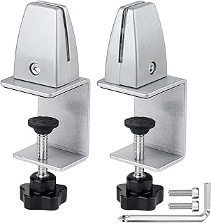 2 Packs Sneeze Guard Support, Aluminum Adjustable Partition Clamp, Acrylic Desk Divider Support, Desk